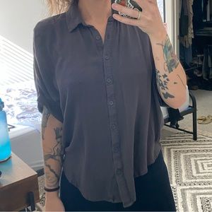 Grey button down short sleeve shirt